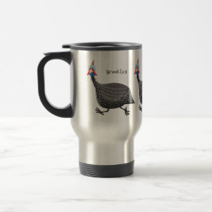 Funny Guineafowl bird cartoon illustration  Travel Mug
