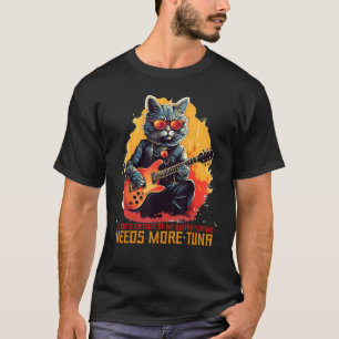 Funny Guitar Cat loves Fish and electric Guitars C T-Shirt