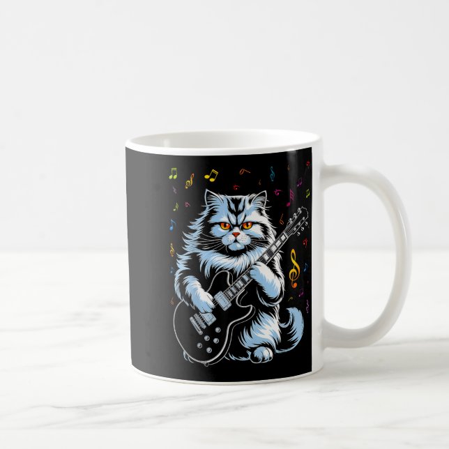 Funny Guitar Cat Rock Playing Coffee Mug (Right)