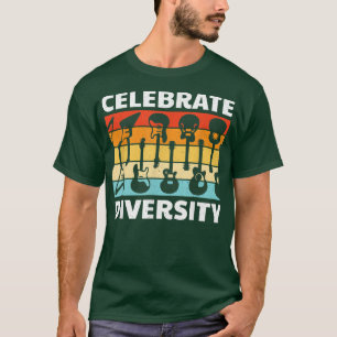 Funny Guitar Celebrate Diversity Vintage Music 733 T-Shirt