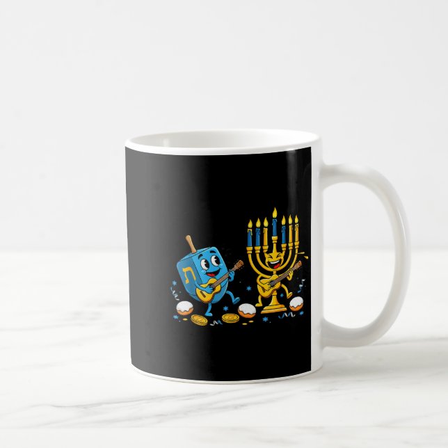Funny Guitar Dreidel Menorah Hanukkah Kids Womens  Coffee Mug (Right)