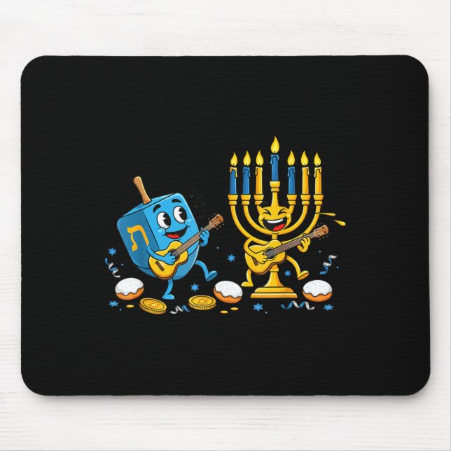 Funny Guitar Dreidel Menorah Hanukkah Kids Womens  Mouse Mat (Front)