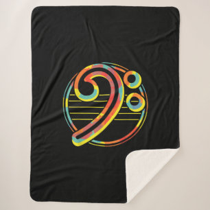 Funny Guitar Lovers  Guitar Music Lover Bass Cleff Sherpa Blanket
