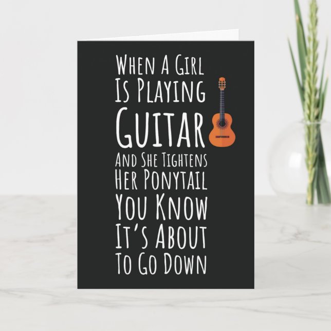 Funny Guitar Player Cards For Her Women Teen Girls (Front)