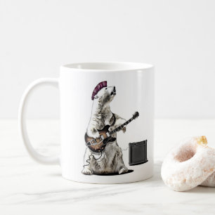 Funny Guitar Player Punk Bear Rock and Roll Mug