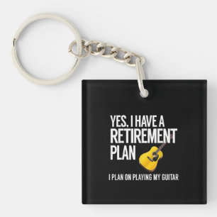 Funny Guitar Player Retirement Gift Key Ring
