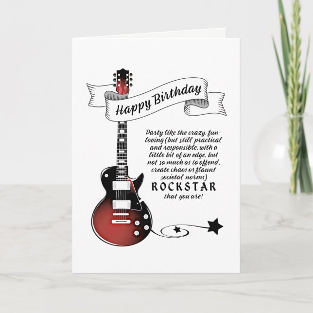Funny Guitar Rockstar Guitarist Rocker Birthday Ca Card (Front)