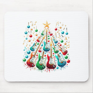 Funny Guitar Santa Hat Christmas Tree Guitar Music Mouse Mat