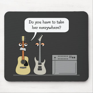 Funny Guitar Third Wheel Cartoon Scene Mouse Mat