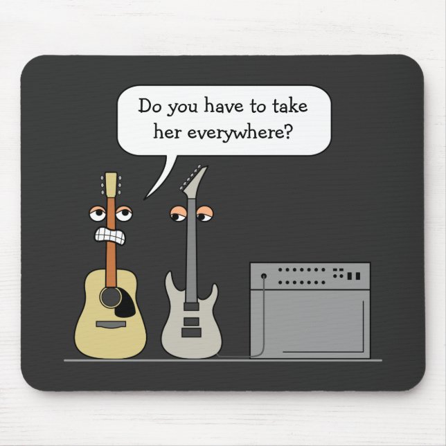 Funny Guitar Third Wheel Cartoon Scene Mouse Mat (Front)