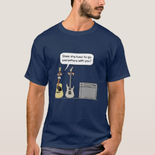 Funny Guitar Third Wheel Cartoon Scene T-Shirt