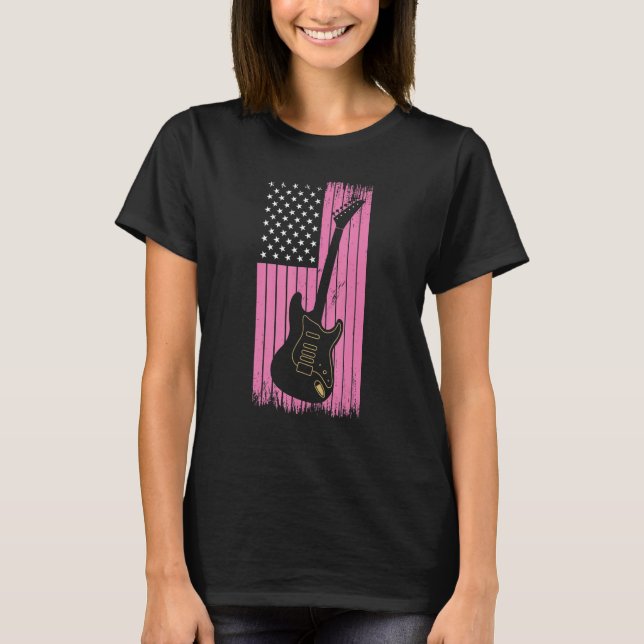 Funny Guitarist Art for Girls & Women Acoustic Gui T-Shirt (Front)