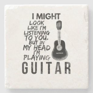 funny guitarist guitar player stone coaster