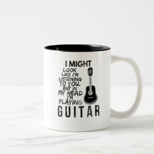 funny guitarist guitar player Two-Tone coffee mug
