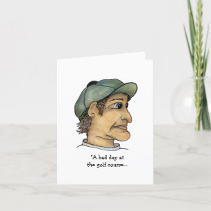 Funny Guy Contemplating Golf or Office Work Card