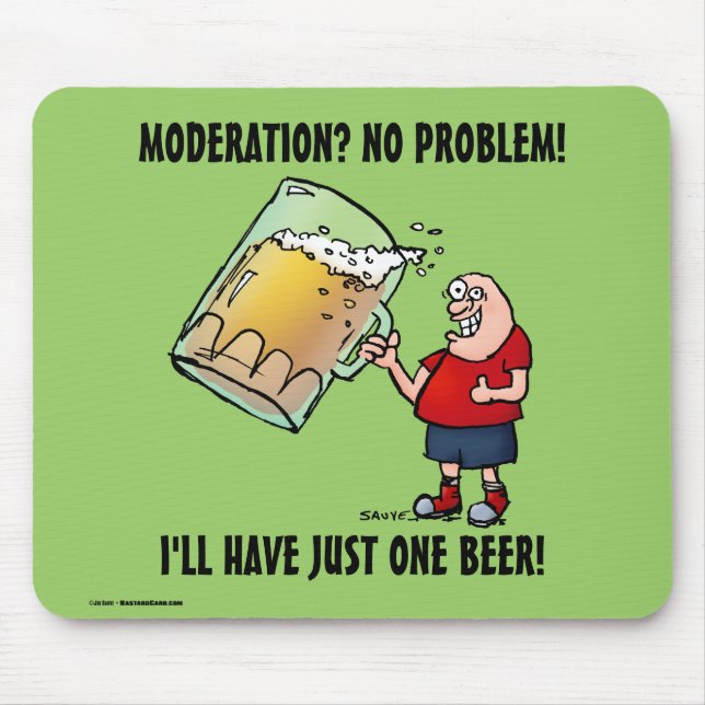 Funny Guy With Just One BIG Beer Mouse Mat (Front)
