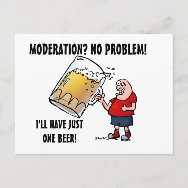 Funny Guy With Just One BIG Beer Postcard (Front)