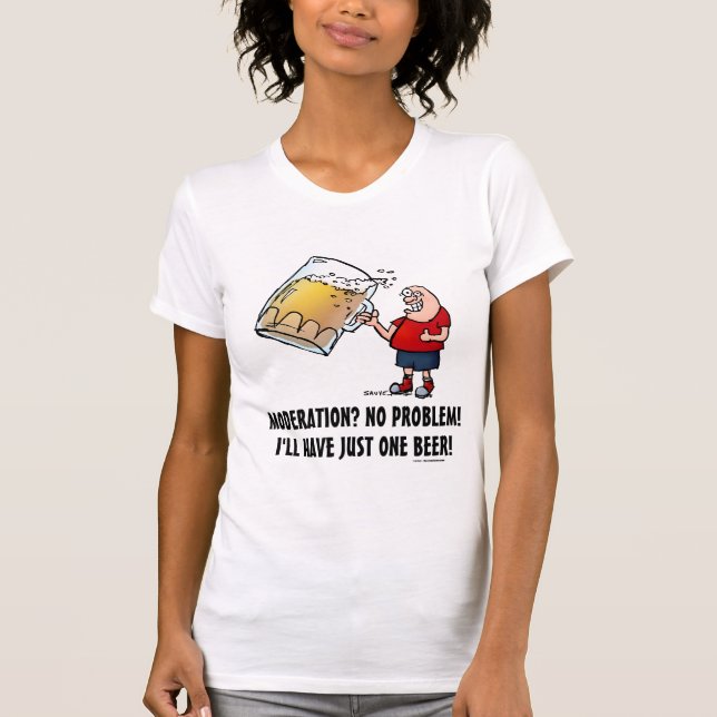 Funny Guy With Just One BIG Beer T-Shirt (Front)