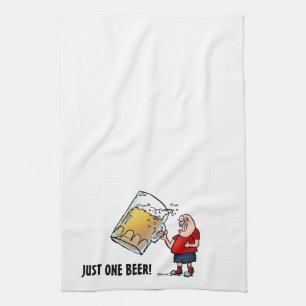 Funny Guy With Just One BIG Beer Tea Towel