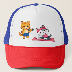 Funny Gym Cat Cartoon Trucker Hat