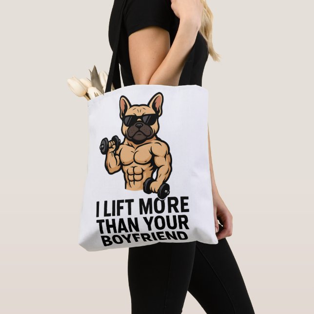 Funny Gym Dog Tote Bag (Close Up)