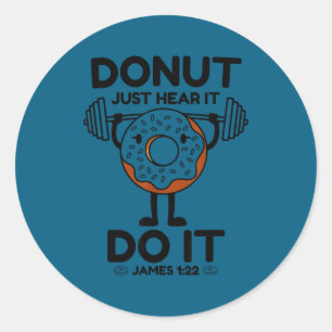 Funny Gym Donut Lifting Weight Fitness Motivation Classic Round Sticker