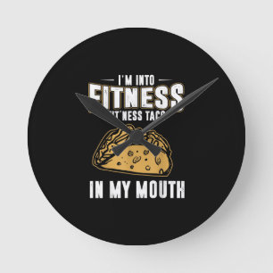 Funny Gym Fitness Taco T-Shirt Round Clock