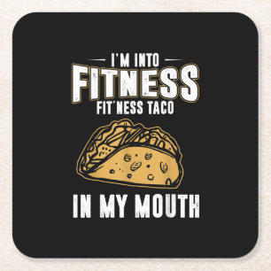 Funny Gym Fitness Taco T-Shirt Square Paper Coaster