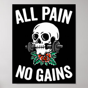 Funny Gym Fitness Workout Parody All Pain No Gains Poster
