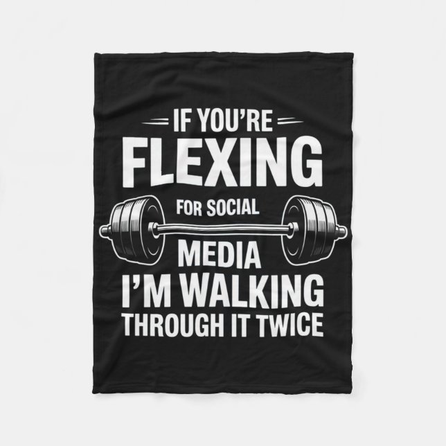 Funny Gym Flexing Workout Bodybuilding 1  Fleece Blanket (Front)