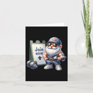 Funny Gym Gnome Graphic With Dumbbells For Men Fit Card