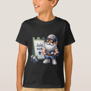 Funny Gym Gnome Graphic With Dumbbells For Men Fit T-Shirt