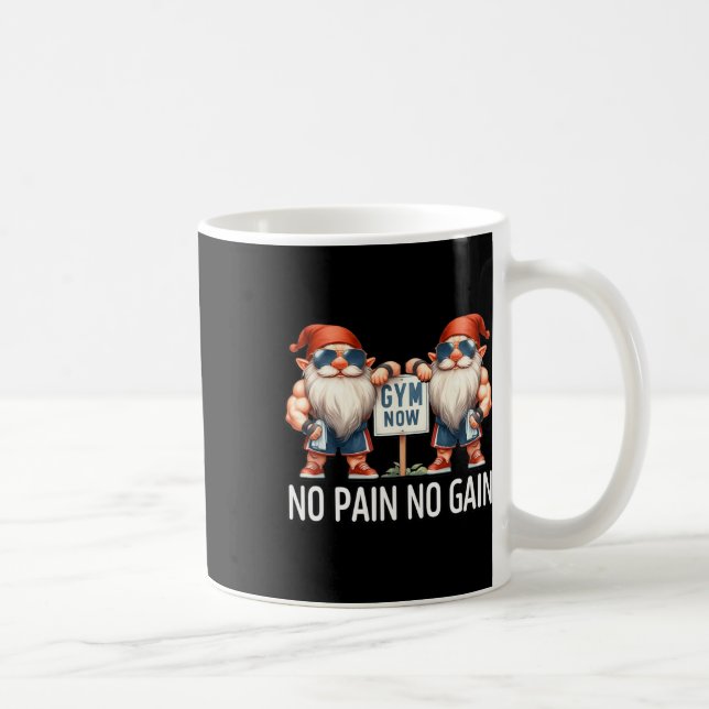 Funny Gym Gnomes In Dads Fitness Apparel No Pain N Coffee Mug (Right)