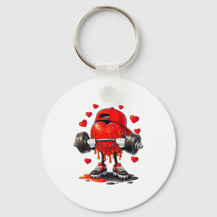 Funny Gym Heart Weightlifting Fitness Workout Drip Key Ring