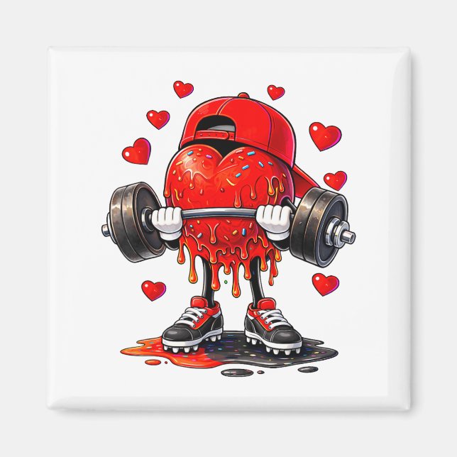 Funny Gym Heart Weightlifting Fitness Workout Drip Magnet (Front)