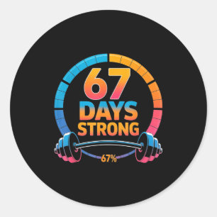 Funny Gym Meme 67  Classic Round Sticker