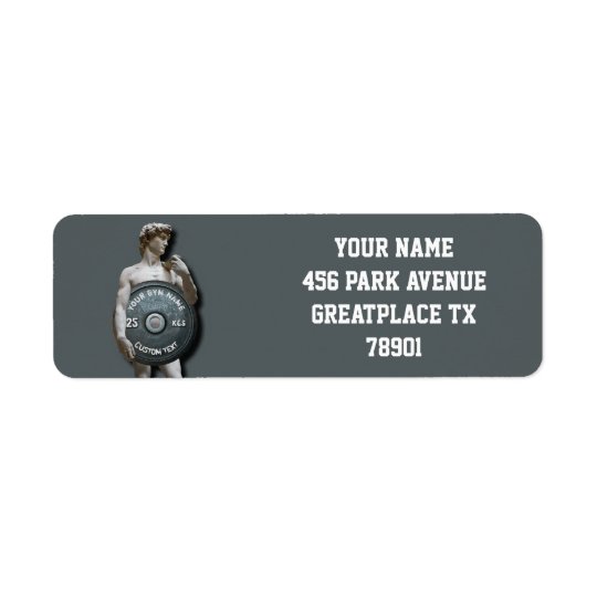 Funny Gym Owner Fitness David Holding Weight Return Address Label