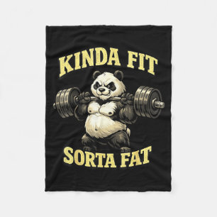 Funny gym panda_ kinda fit sorta fat weightlifting fleece blanket
