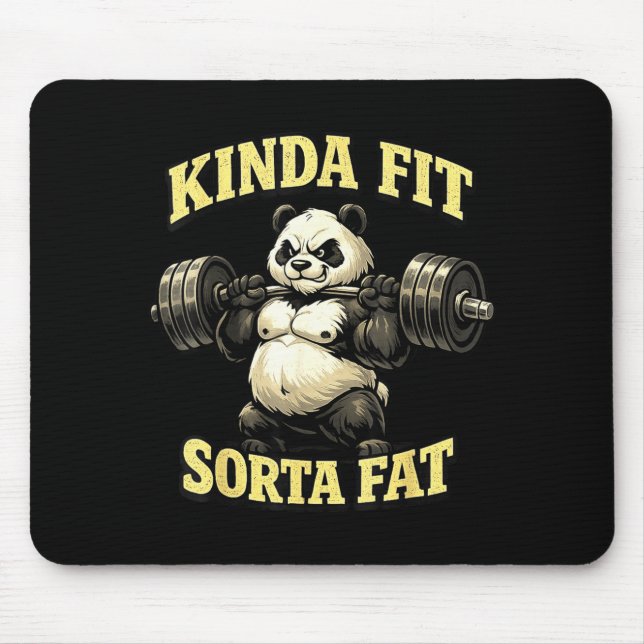 Funny gym panda_ kinda fit sorta fat weightlifting mouse mat (Front)
