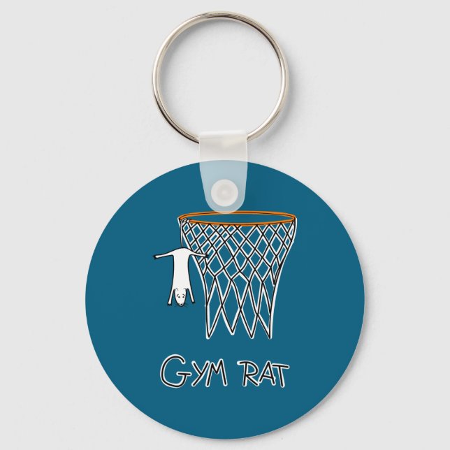 Funny Gym Rat Basketball Hoop  Key Ring (Front)