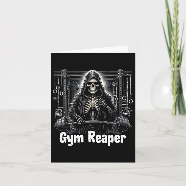 Funny Gym Reaper Workout Bodybuilding  Card (Front)
