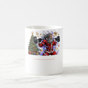 Funny Gym Santa Claus Lifting Weights Christmas Coffee Mug