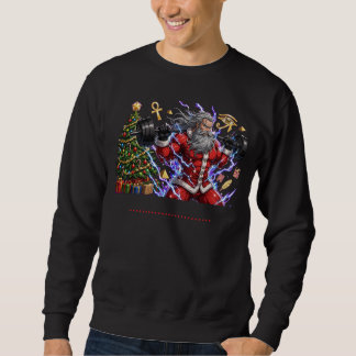 Funny Gym Santa Claus Lifting Weights Christmas Sweatshirt