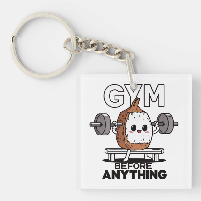 funny GYM T-SHIRT Key Ring (Front)