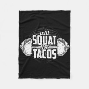Funny Gym Weight Lifting Bodybuilding Will Squat F Fleece Blanket