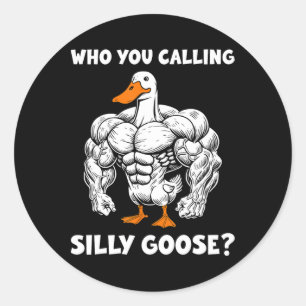 Funny Gym Who You Calling Silly Goose Meme Classic Round Sticker