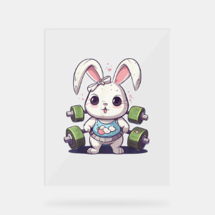 Funny Gym Workout Bunny Fitness Studio Rabbit Card Acrylic Sign