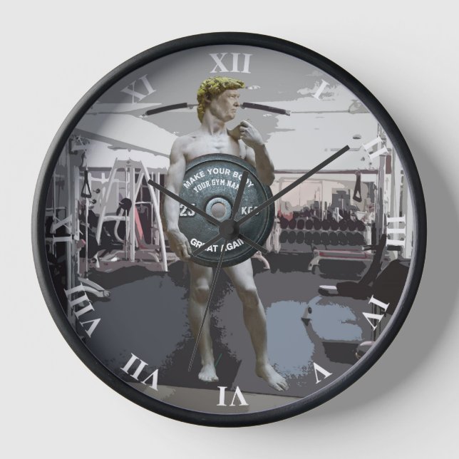 Funny Gym Workout David Full Body As Donald Trump Clock (Front)