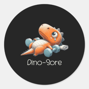 Funny Gym Workout Dinosaur Weight Lifting Gym Dino Classic Round Sticker