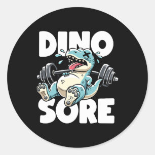 Funny Gym Workout Dinosaur Weight Lifting Gym Dino Classic Round Sticker